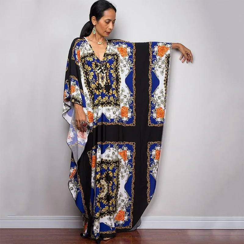 Batwing Sleeve Tunic Women Beachwear Style Kaftan Dress