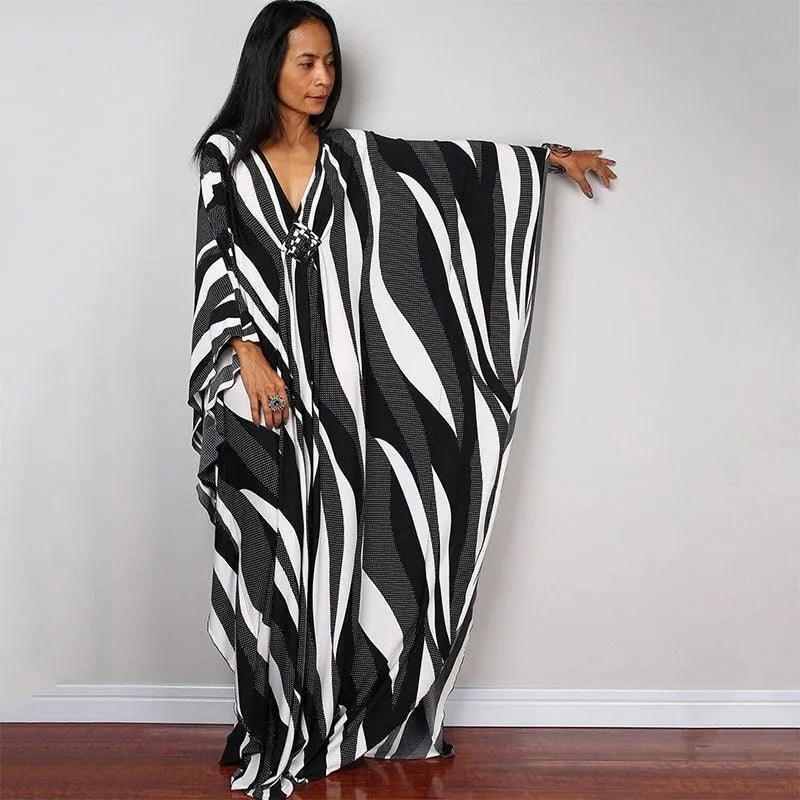 Batwing Sleeve Tunic Women Beachwear Style Kaftan Dress