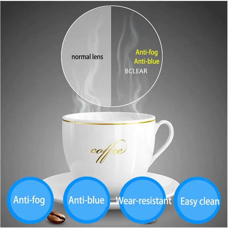 BCLEAR 1.56 Index Aspherical Anti-Fog Anti-Blue Myopic Lenses Color Clear