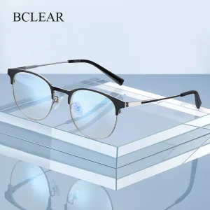 Bclear Unisex Full Rim Round Square Tr 90 Titanium Eyeglasses Wdpt906