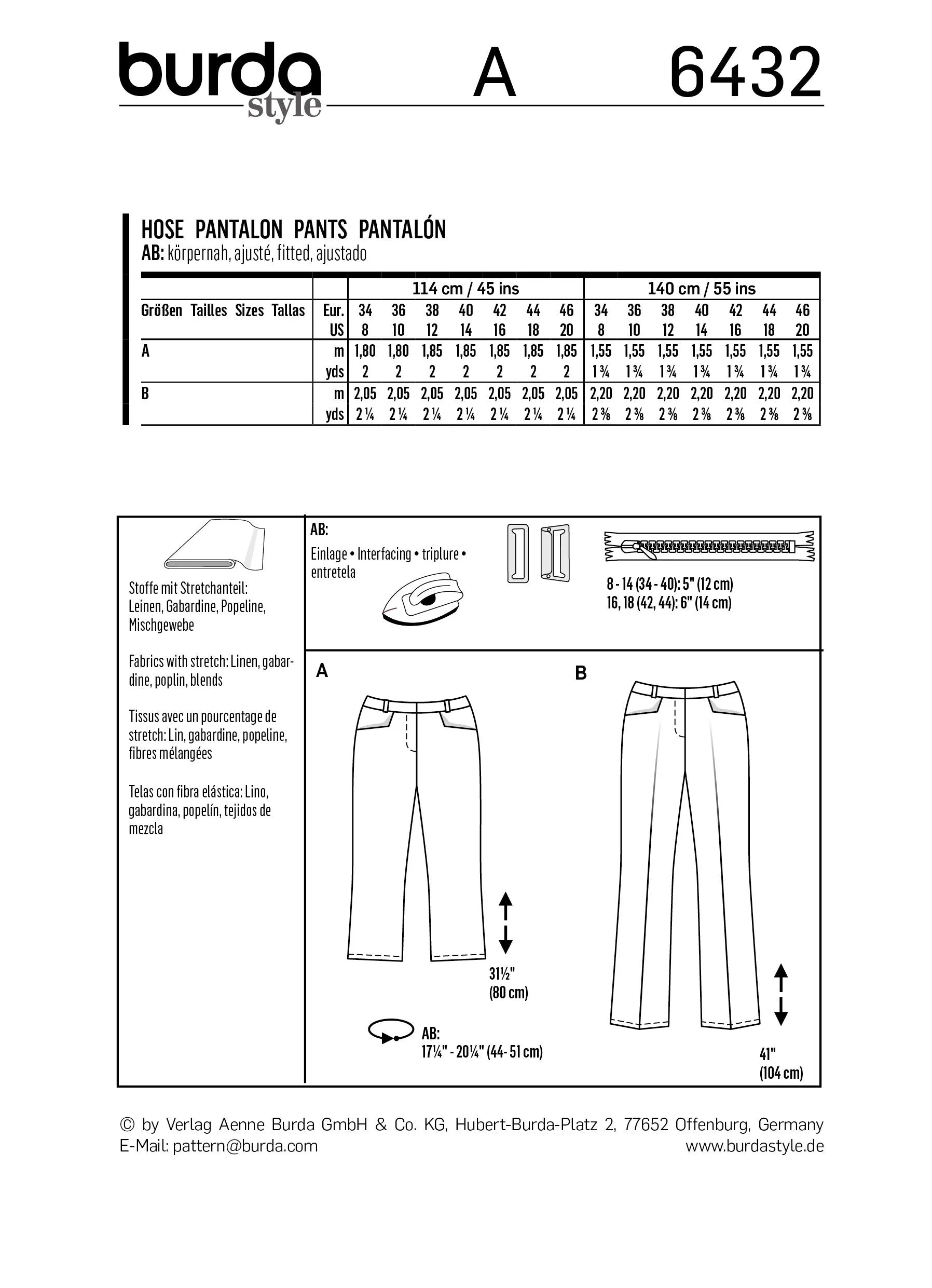 BD6432 Women's Dress Trousers Pattern
