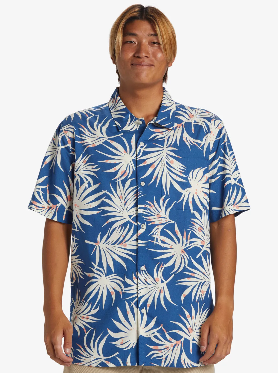 Beach Club Casual Short Sleeve Woven Shirt - Monaco Blue Aop Better Ss
