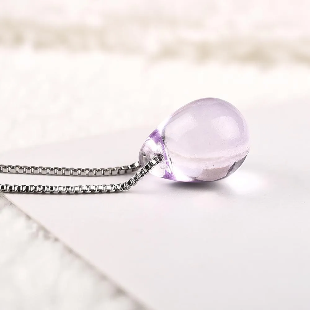 Beach Ocean Sea Necklace With Mermaid Teardrop Glass Pendant