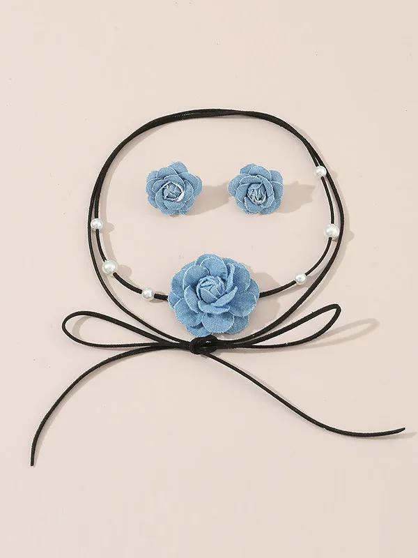 Beaded Flower Shape Necklaces Accessories Earrings Accessories Dainty Necklace