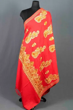 Beautiful Bright Pink Colour Kashmiri shawl Four Sided Border Adds Elegance To The Personality Of The Wearer and very comfortable for all the events