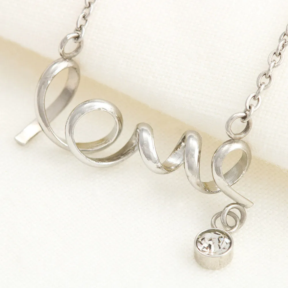 Beautiful Stone Love Scripted Necklace Mothers Day Gift With Happy Mother's Day Wish Card