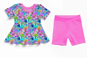 Beautifully Bold Dance Dance Dance - Bamboo Short Sleeve & Shorts Peplum Set
