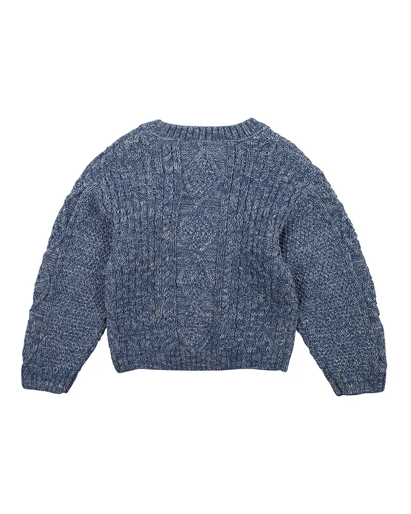 Bebe Blair Blue Cable Jumper - Blue/Grey (Size 000-5)
