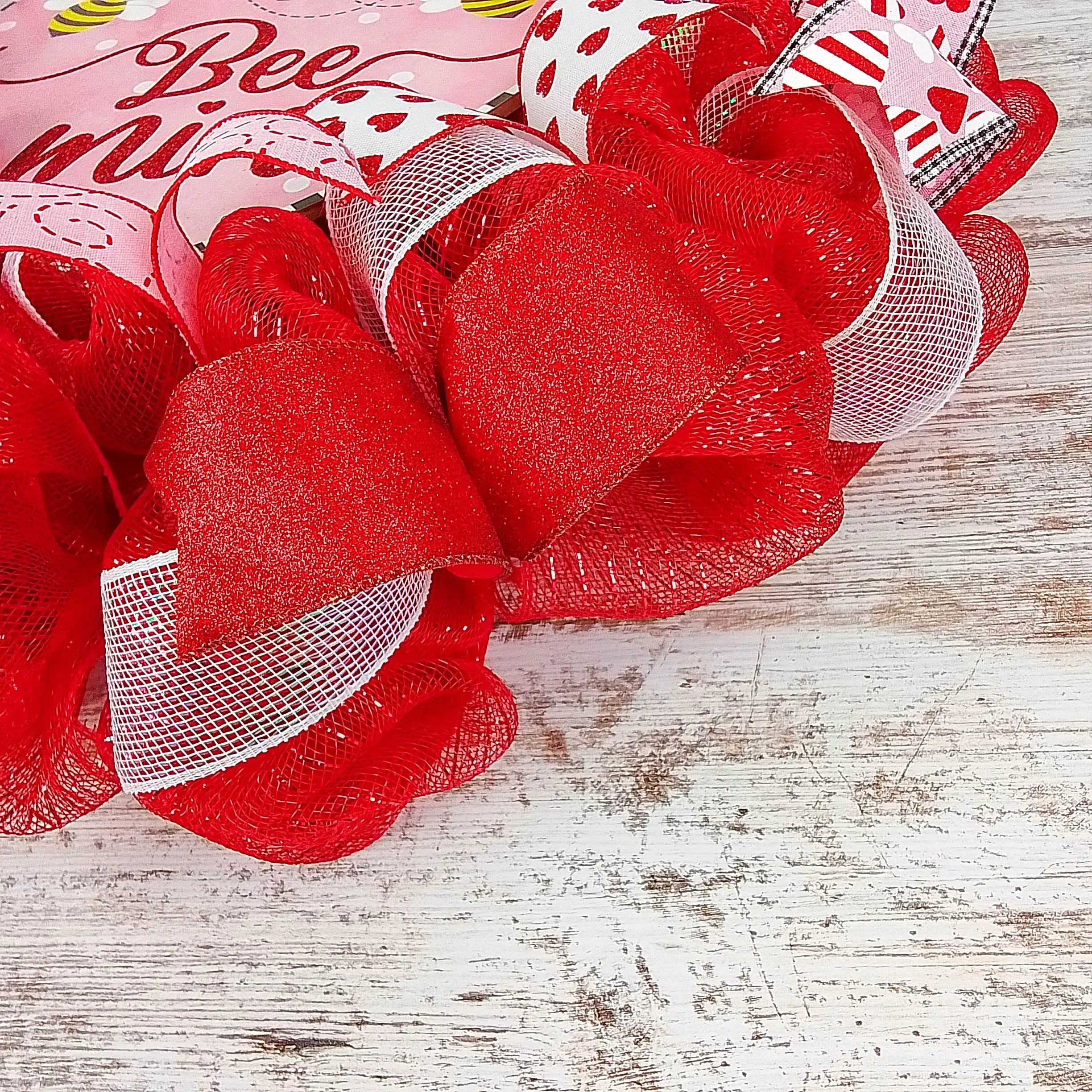 Bee Mine Valentine's Day Wreath - Red White V-Day