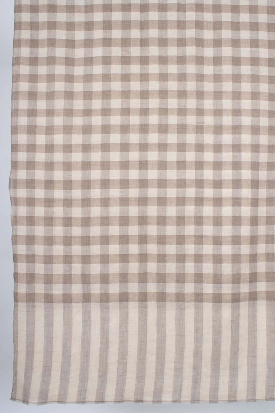 Beige and White Cashmere Shawl - MIANWALI