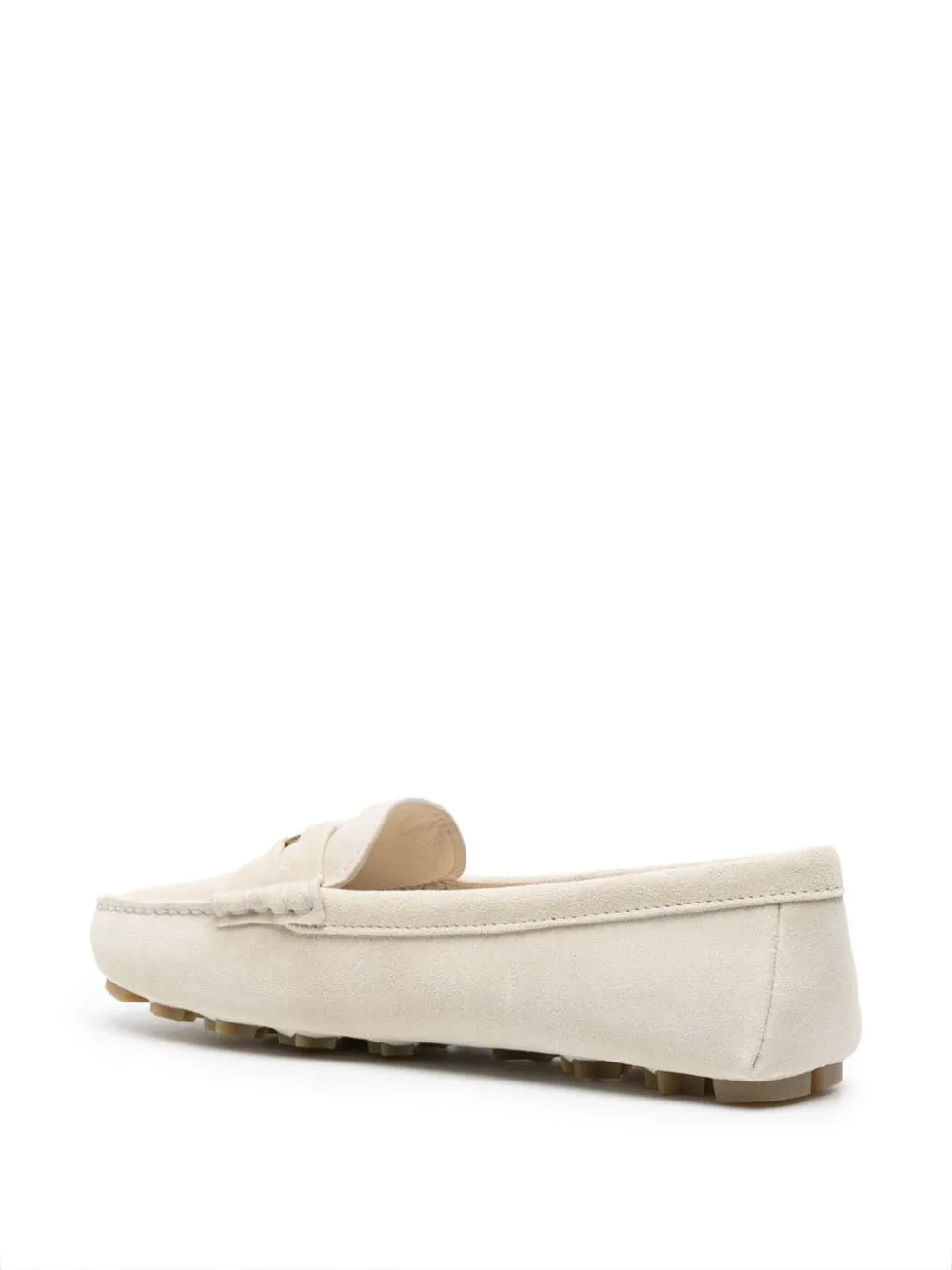 Beige gold detailing loafers