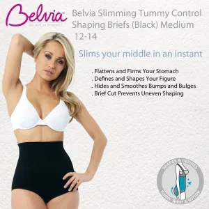 Belvia Shapewear Slimming Tummy Control Shaping Briefs (Black) Medium 12-14