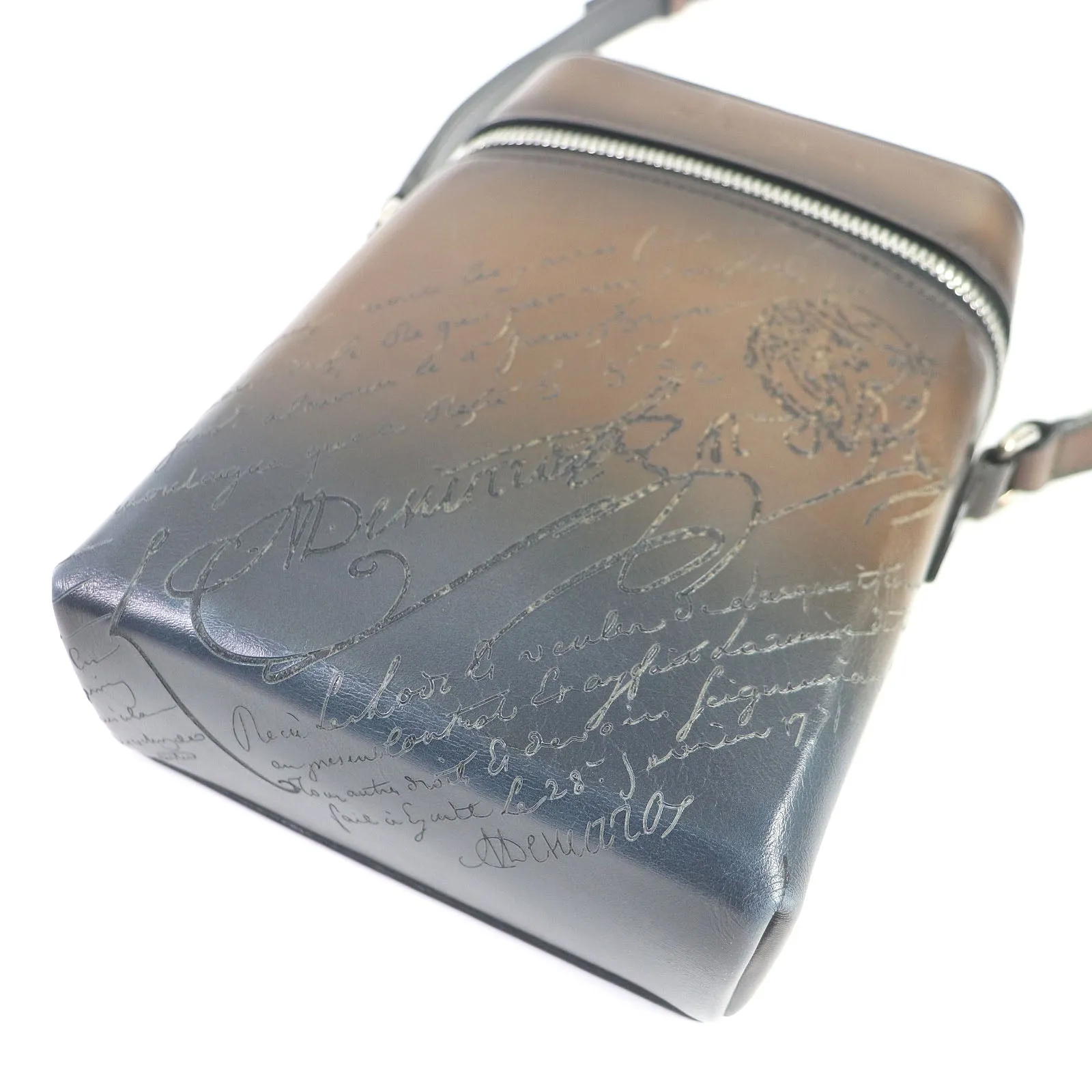 Berluti Scritto Calligraphy Leather Messenger Bag