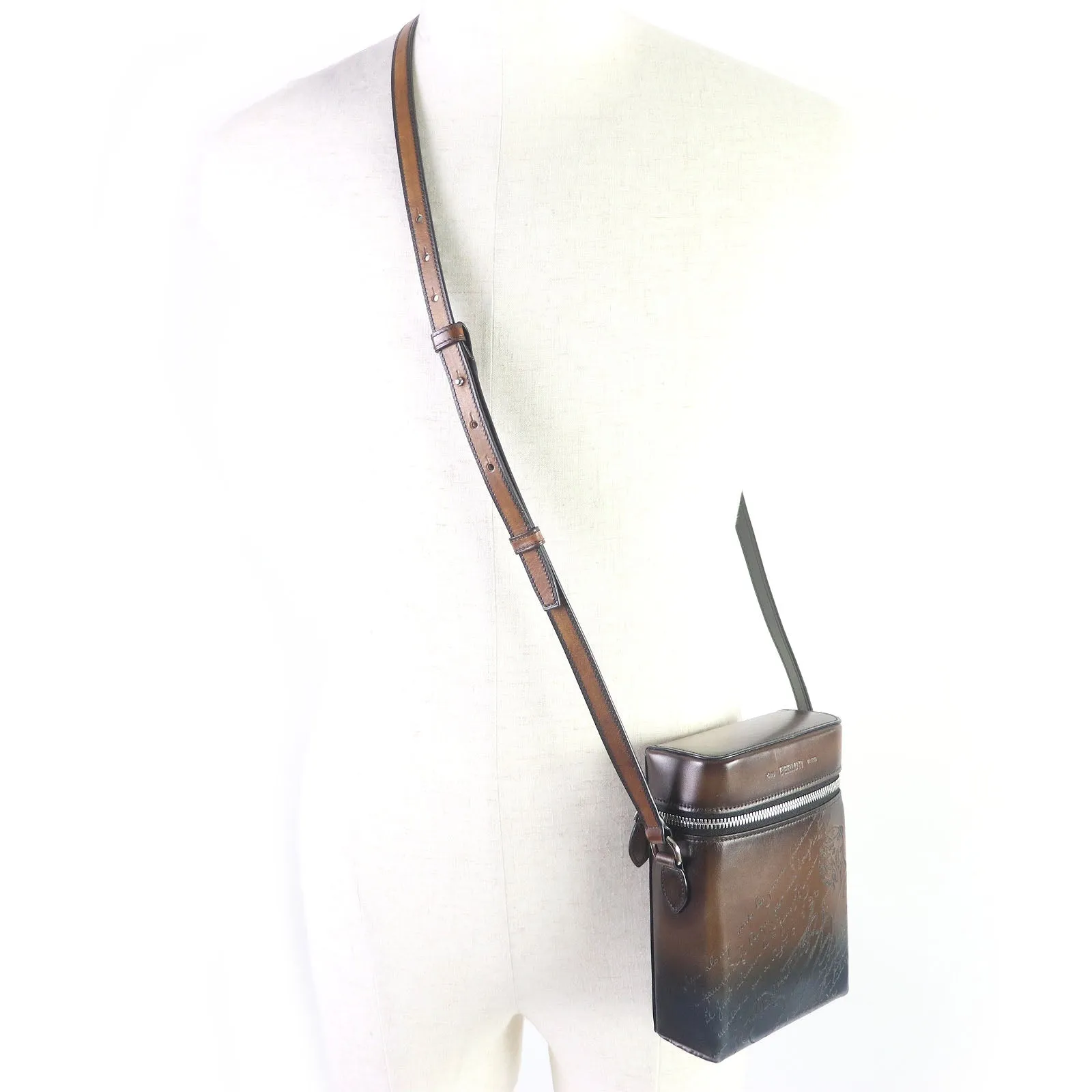 Berluti Scritto Calligraphy Leather Messenger Bag