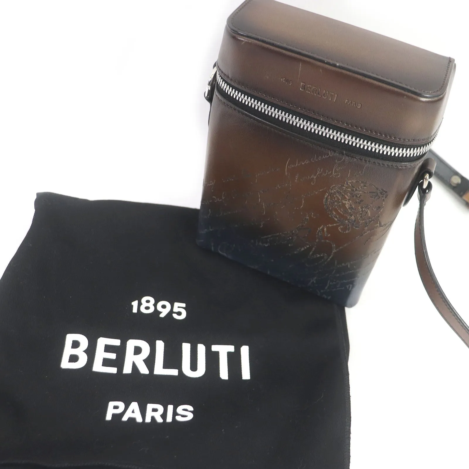 Berluti Scritto Calligraphy Leather Messenger Bag
