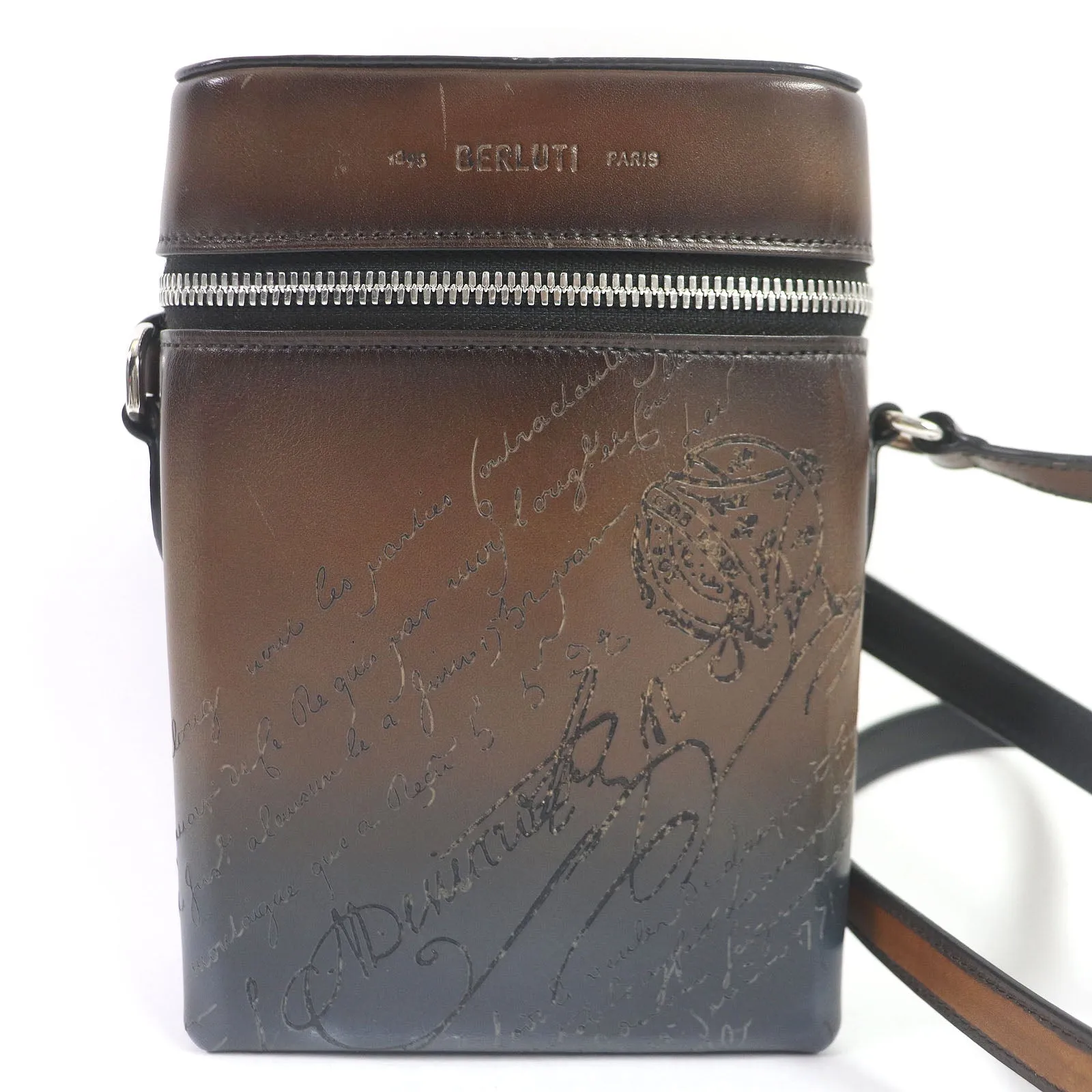 Berluti Scritto Calligraphy Leather Messenger Bag