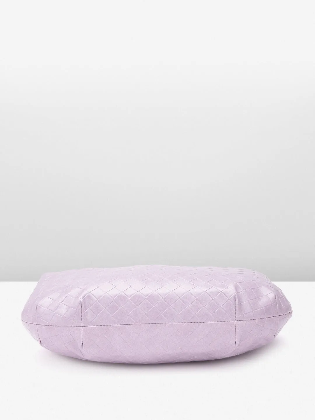 Berrylush Women Purple Textured Pattern Half Moon One Handle Knotted Regular Handheld Bag