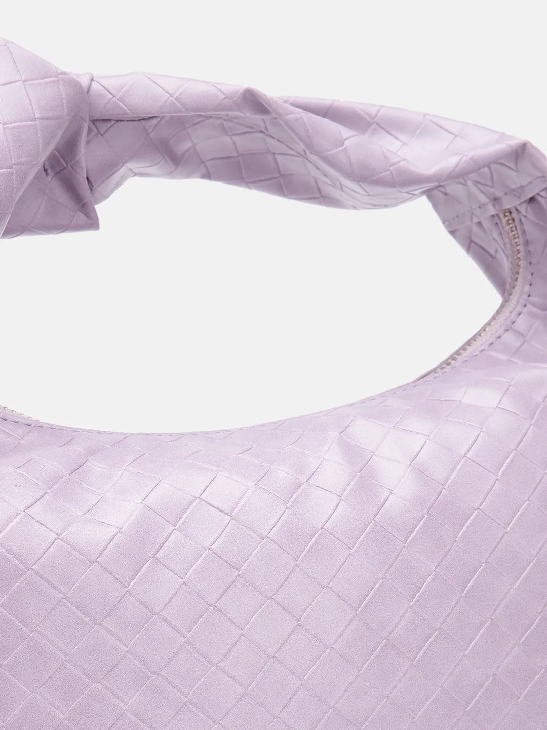 Berrylush Women Purple Textured Pattern Half Moon One Handle Knotted Regular Handheld Bag