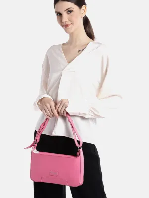 Berrylush Women Solid Pink PU Drawstring Structured Regular Shoulder Bag