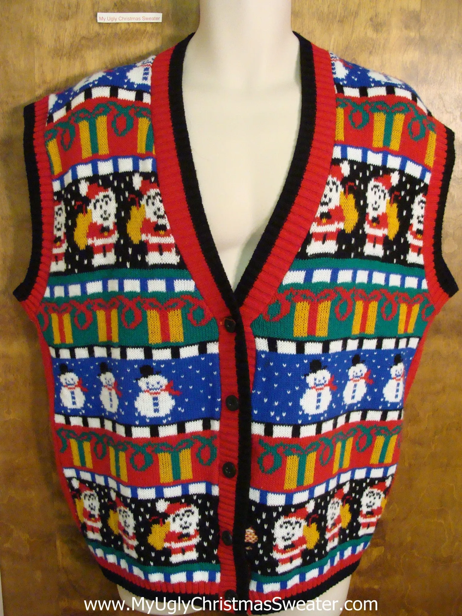BEST 80s Acrylic Colorful Cute Xmas Sweater Vest