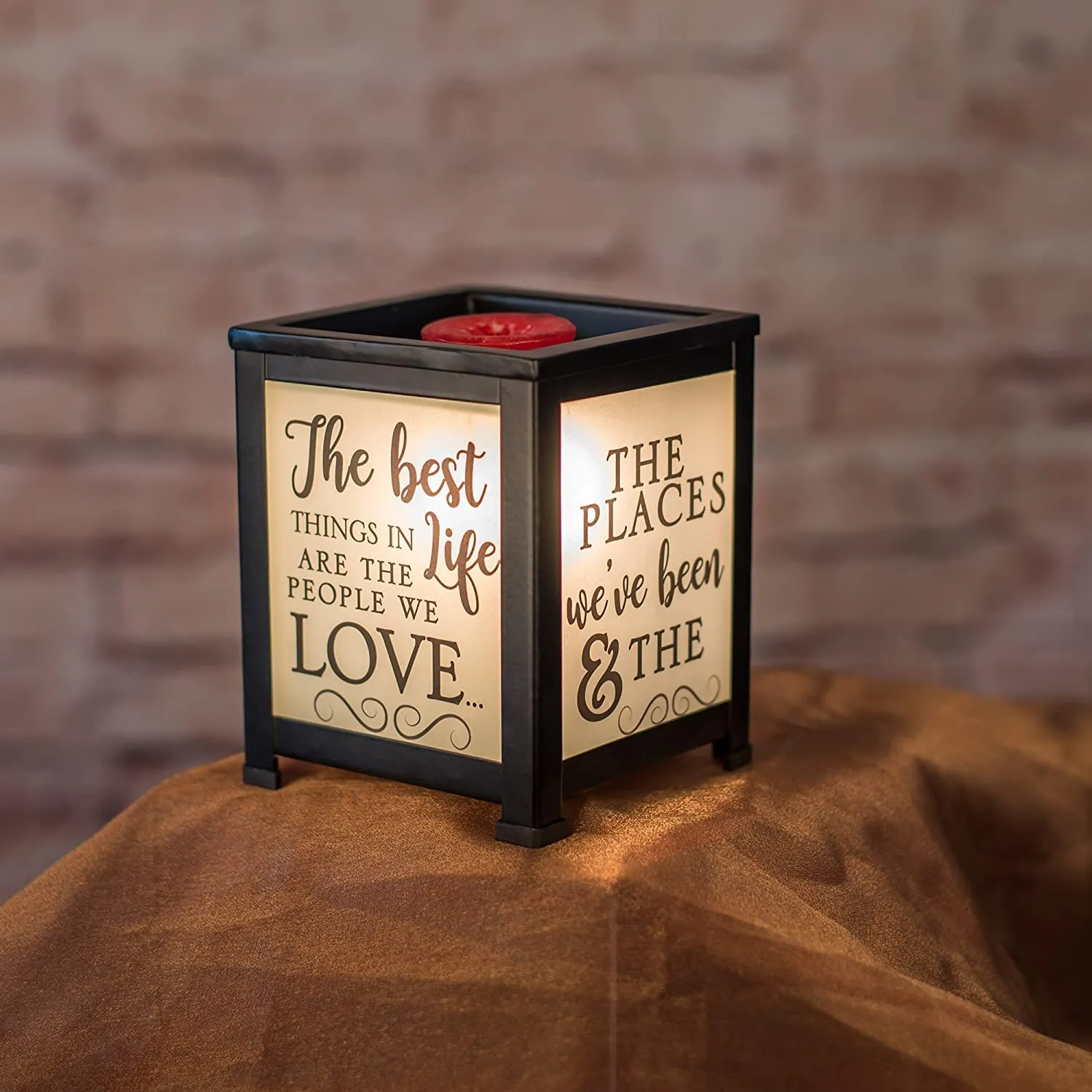 Best Life Love Black Metal Electrical Wax Tart and Oil Glass Lantern Warmer