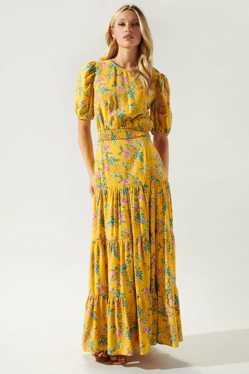 Betsey Floral Puff Sleeve Blouson Top