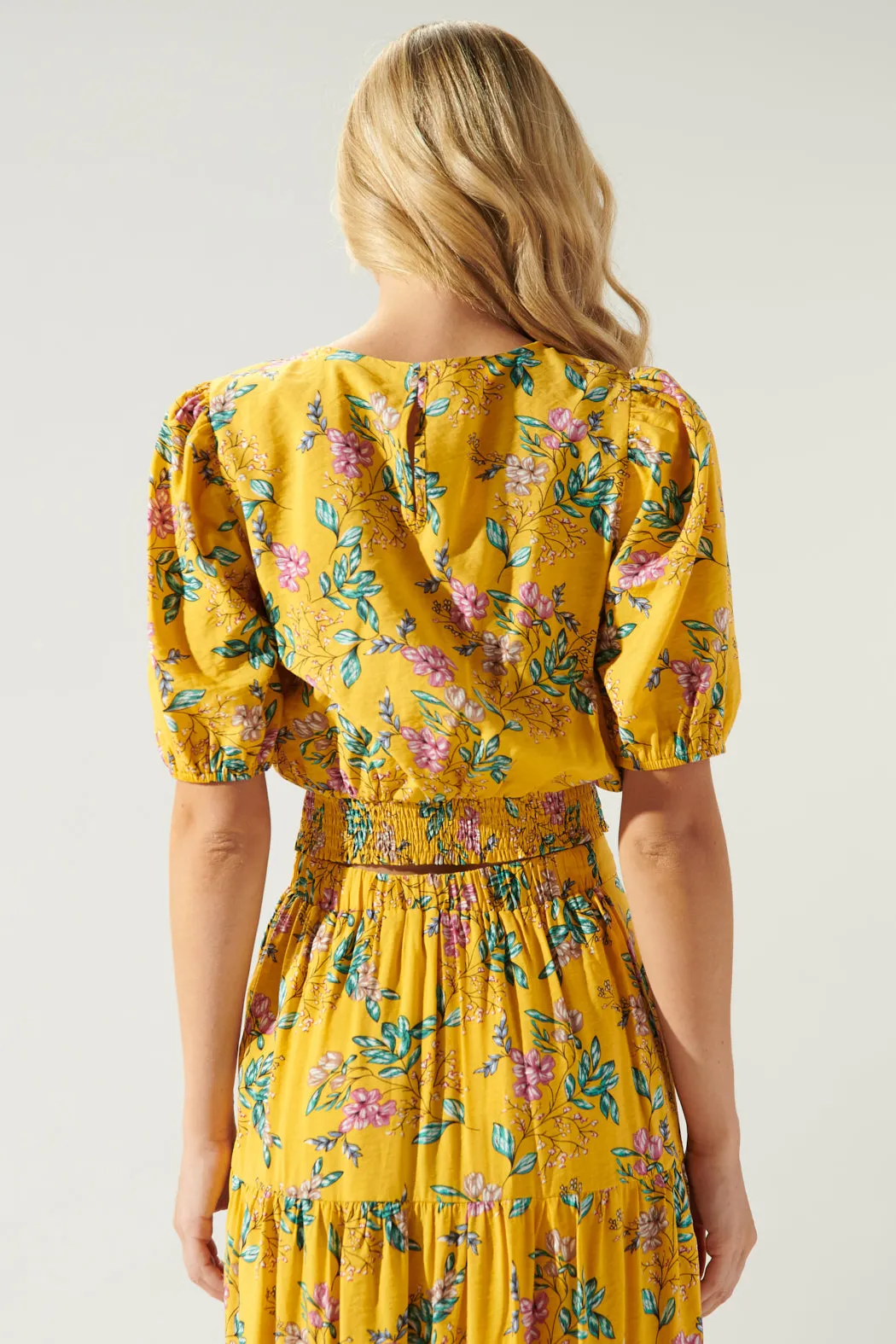 Betsey Floral Puff Sleeve Blouson Top