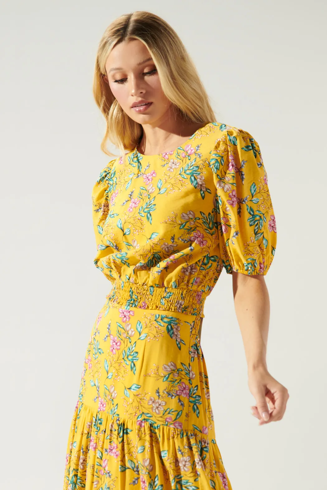 Betsey Floral Puff Sleeve Blouson Top