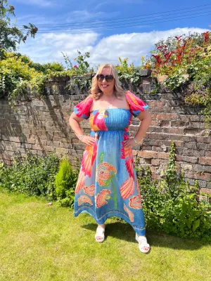 BEX Balloon Sleeve Topical Dress