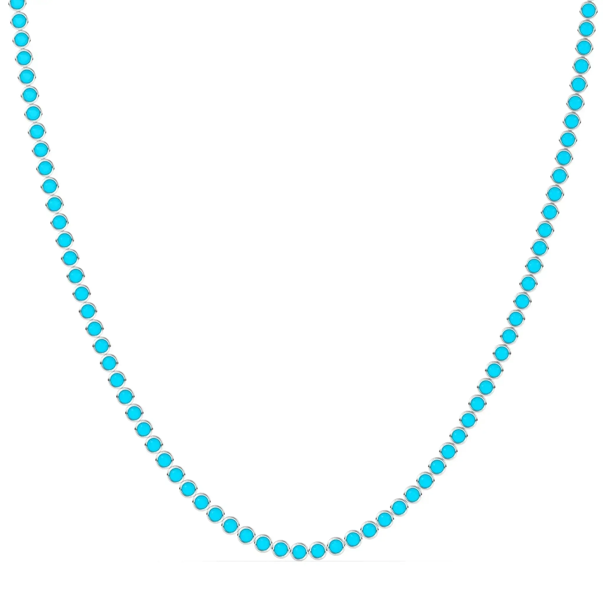 Bezel Set Turquoise Tennis Necklace