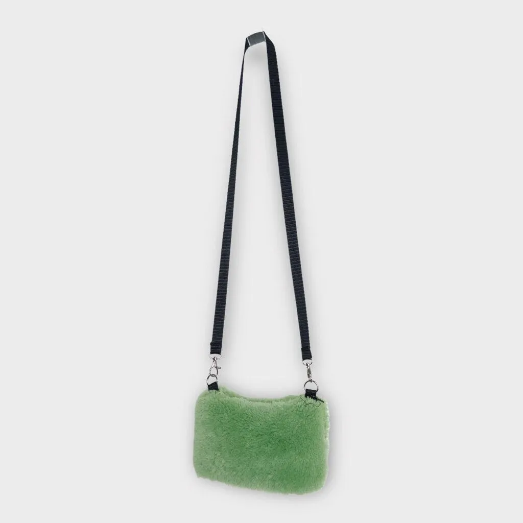 Bichon Pockets Green Fluffy Mini Shoulder Bag
