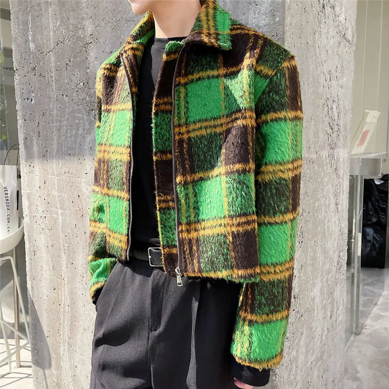 Big Green Plaid Loose Men Jacket