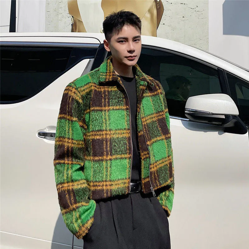 Big Green Plaid Loose Men Jacket
