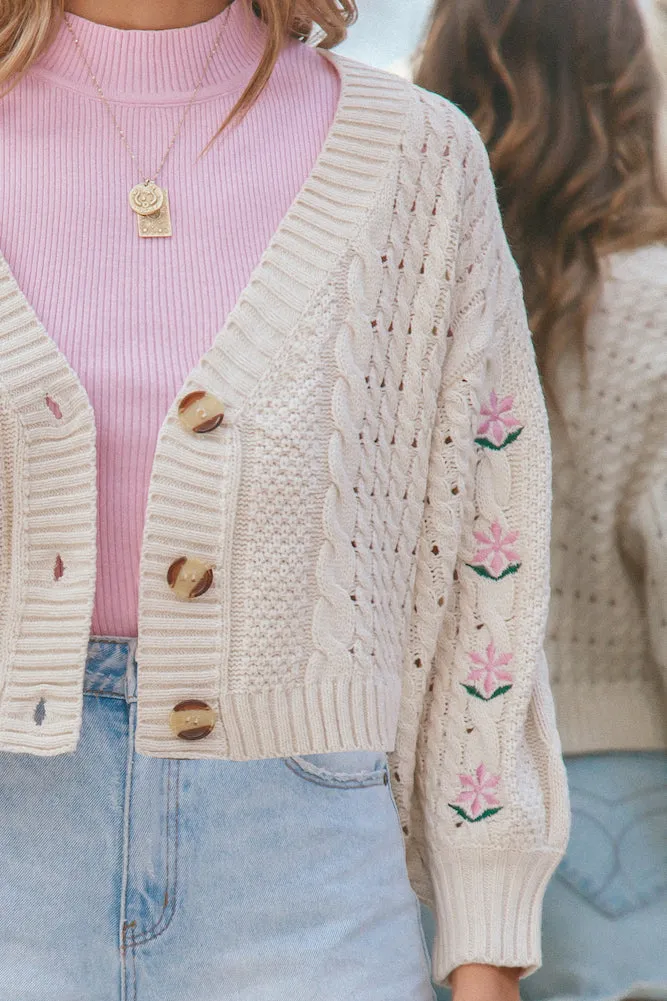Bird Whistle Knit Cardigan Cream