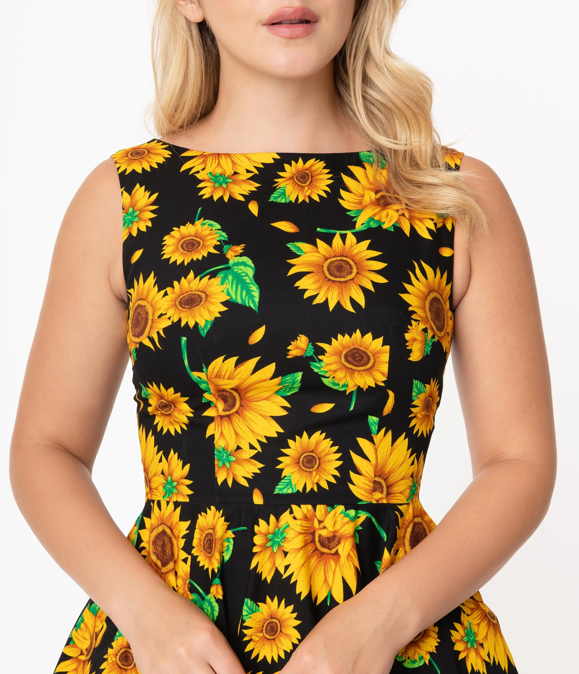 Black & Yellow Sunflower Audrey Swing Dress