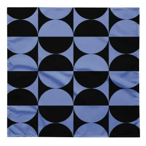 Black and Blue Circle Geometric Pattern Designer Neckerchief Bandana