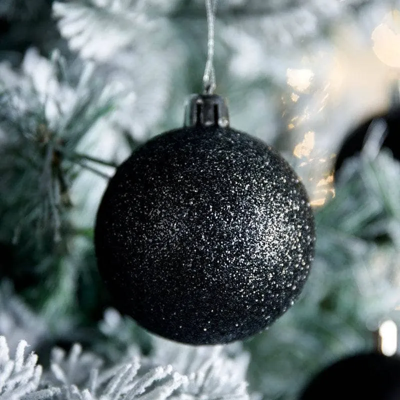 Black Christmas Baubles - 10 Pack