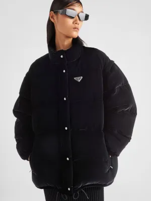 Black Convertible Velvet Down Jacket