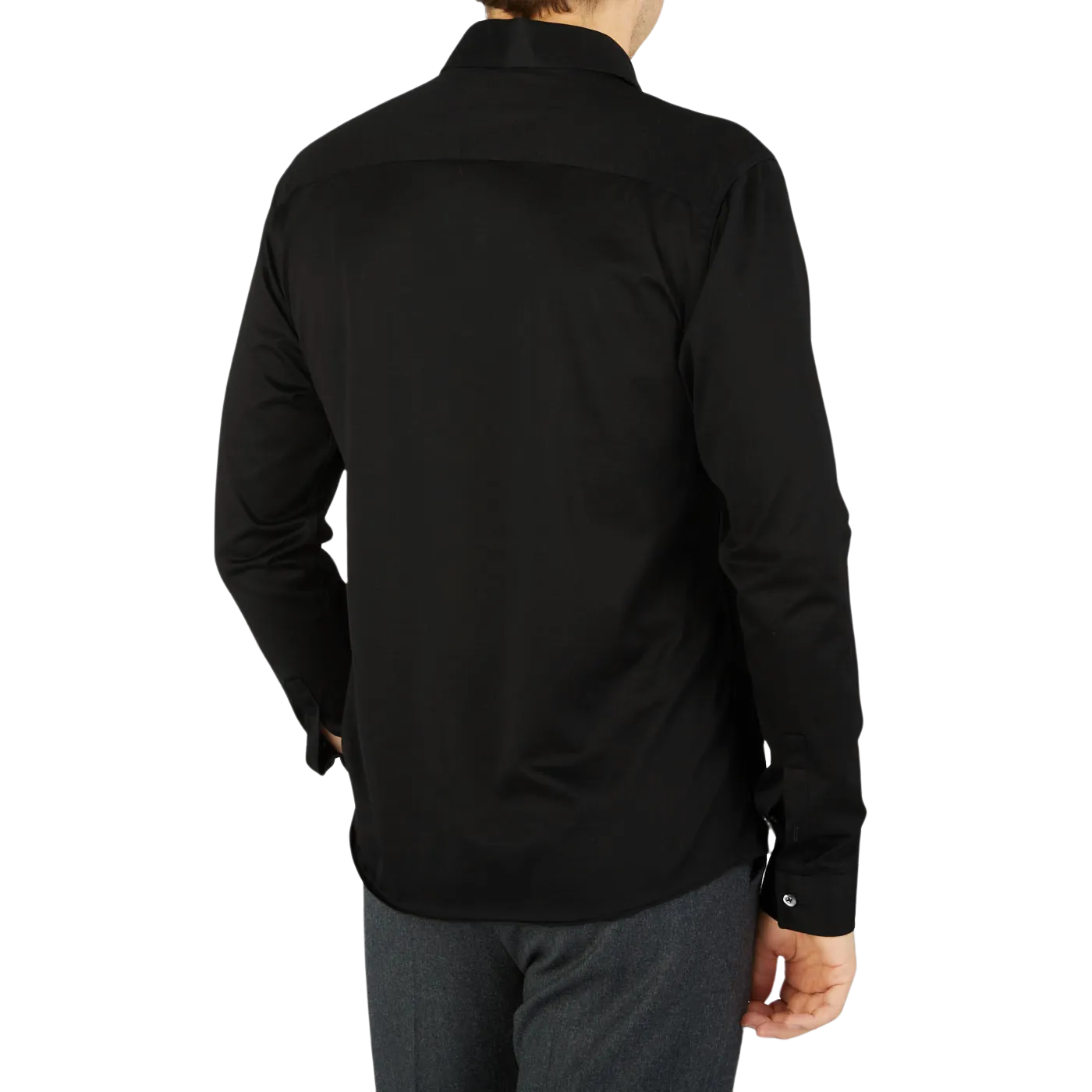 Black Cotton Jersey Casual Shirt