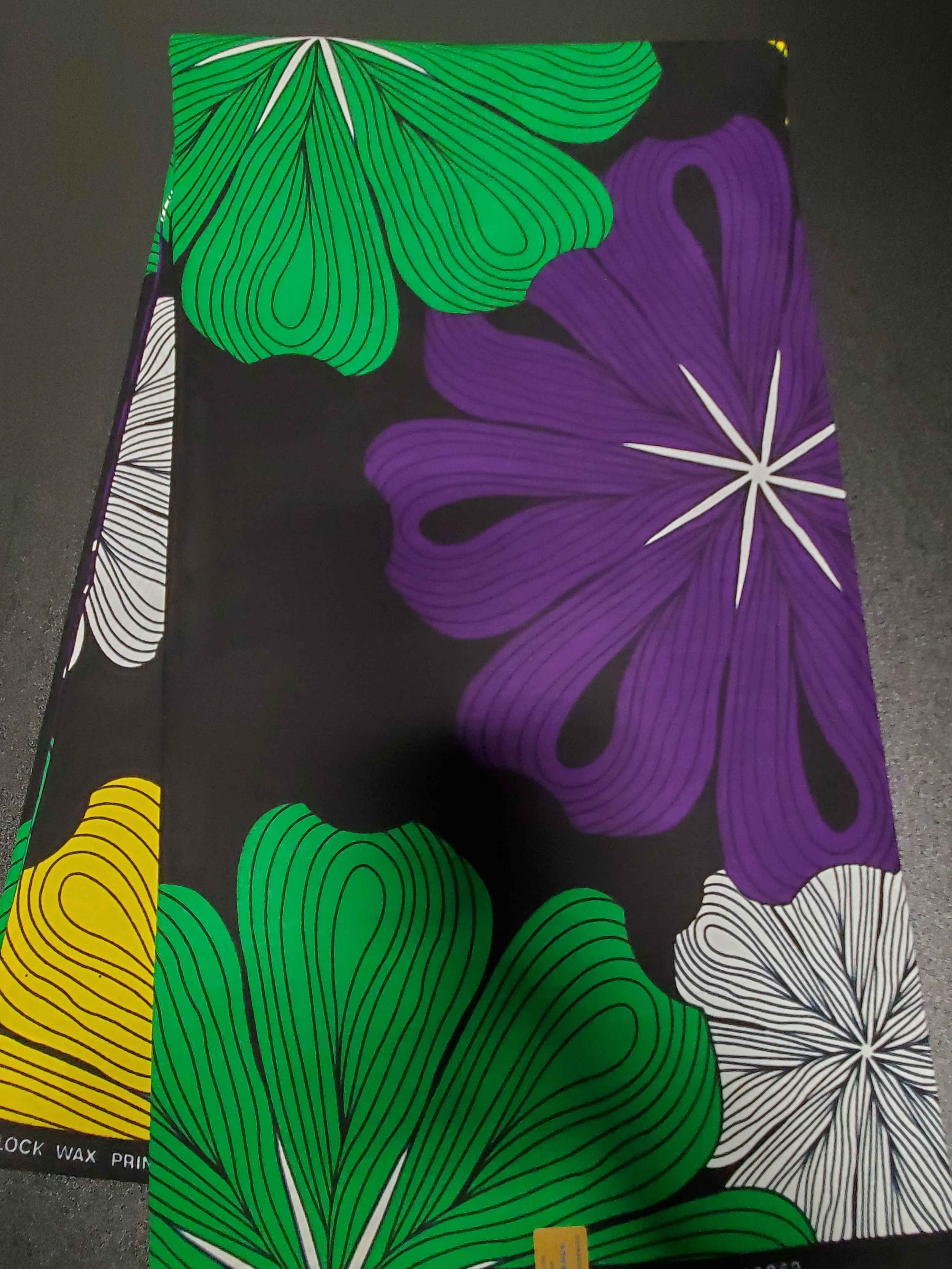 Black, Green and Purple Multicolor African Ankara Print Fabric
