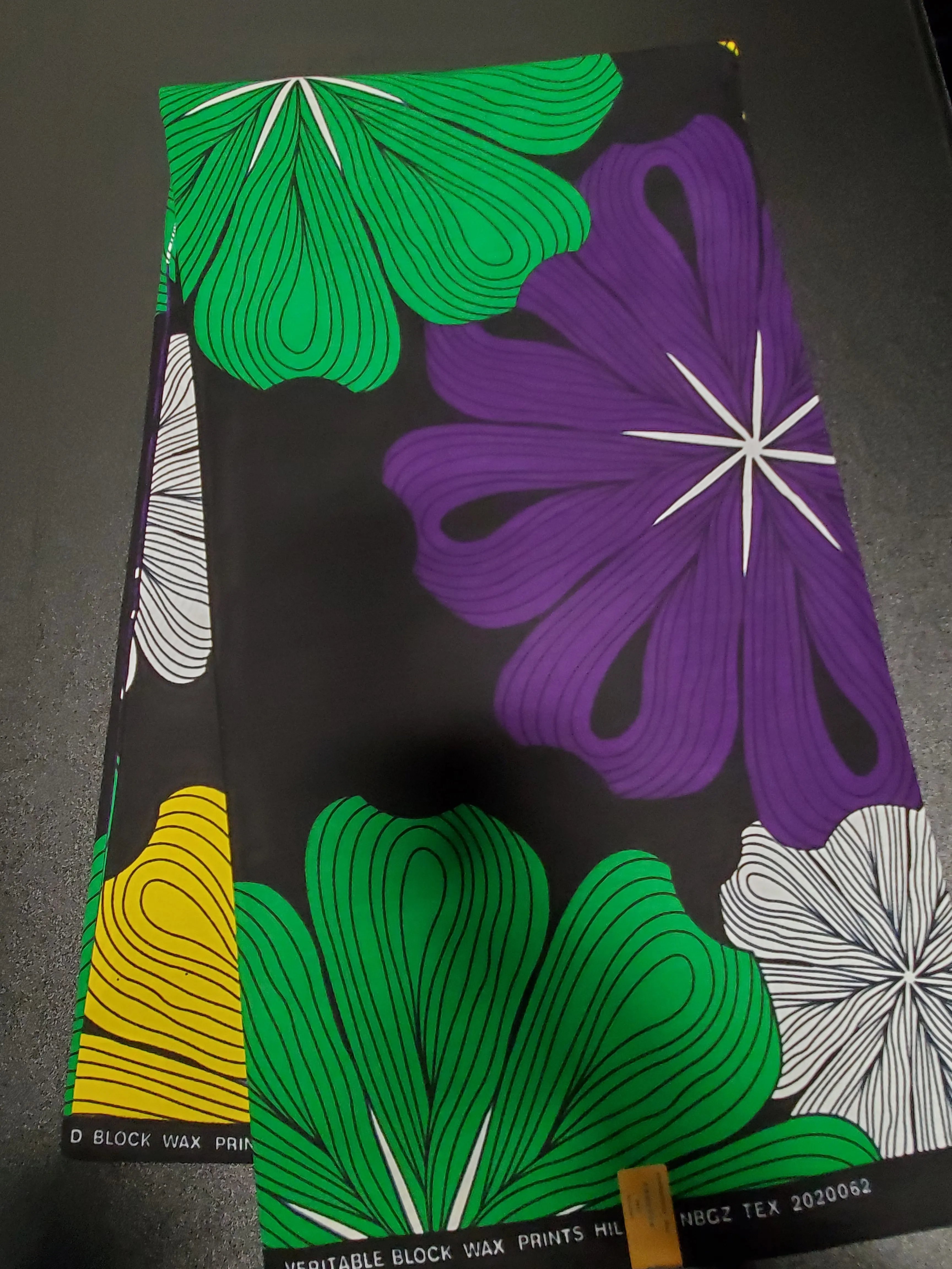 Black, Green and Purple Multicolor African Ankara Print Fabric
