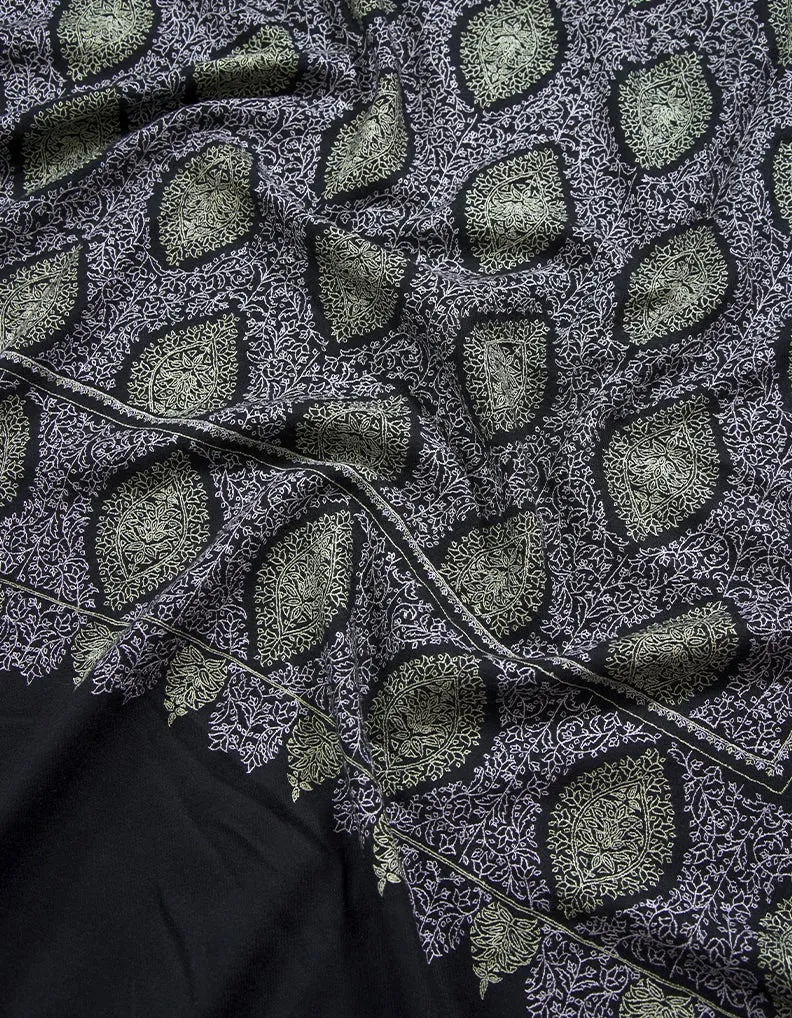 black jamma embroidery pashmina shawl 8780