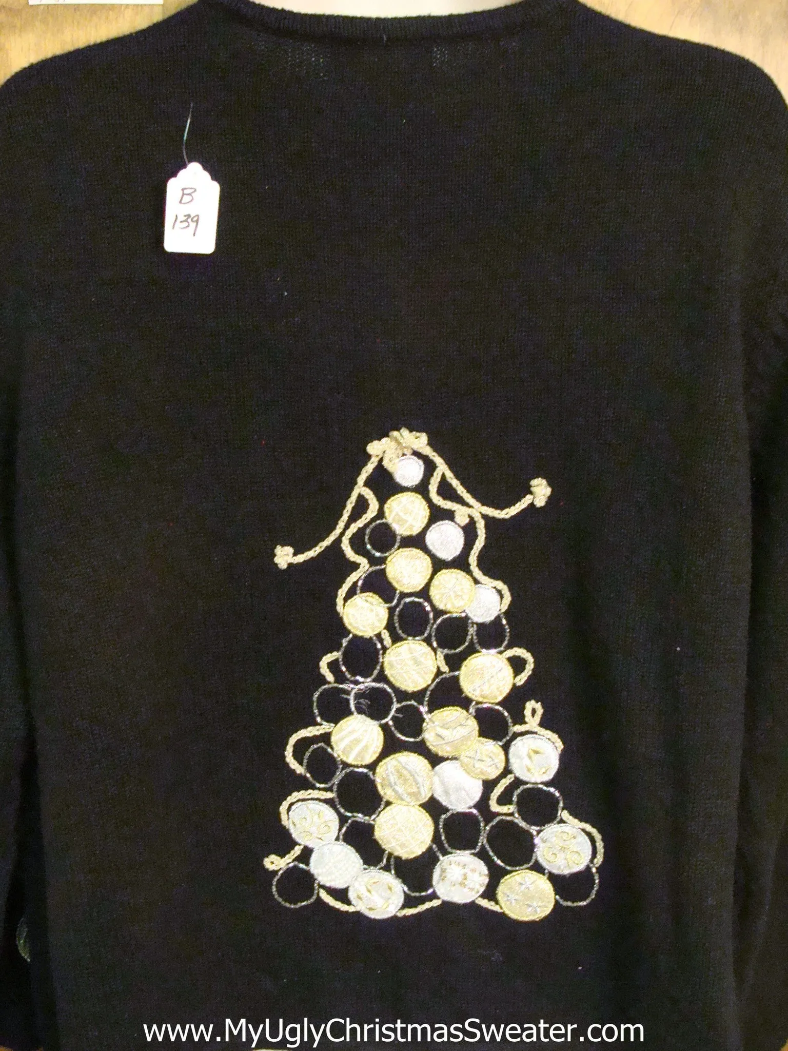 Black Knit with Trees and Two Hottie Guys Ugly Christmas Sweater