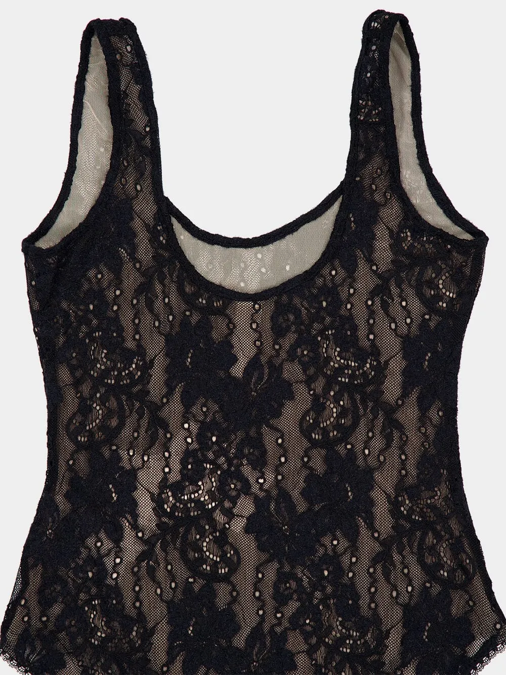Black Lace Scoop Neck Bodysuit
