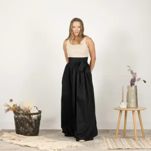 Black Loose High Waist Skirt with Pockets