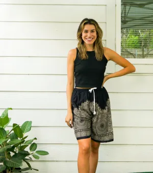 Black Mandala Boho Shorts