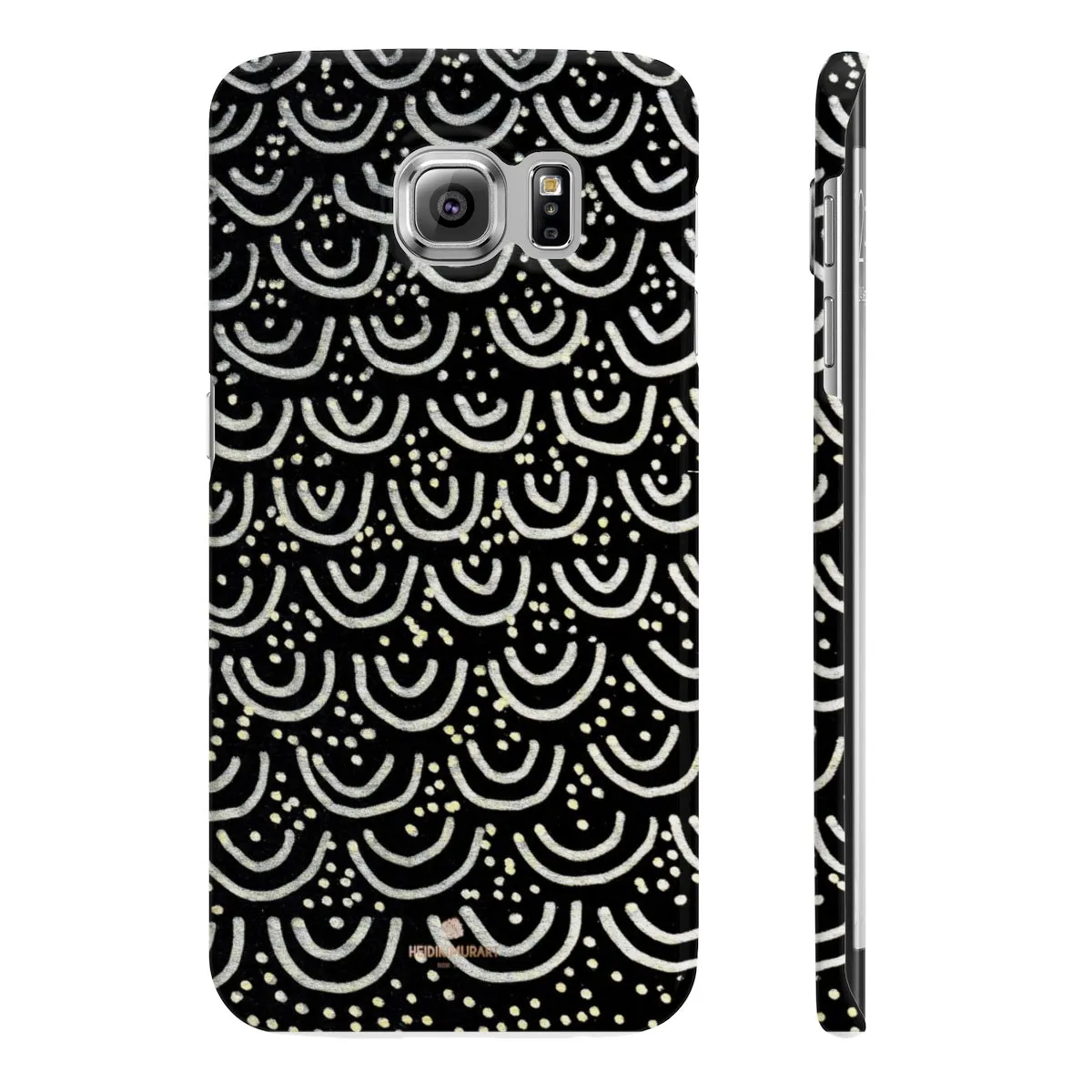 Black Mermaid Phone Case, Scale Print Slim iPhone/ Samsung Galaxy Cases, Made in UK