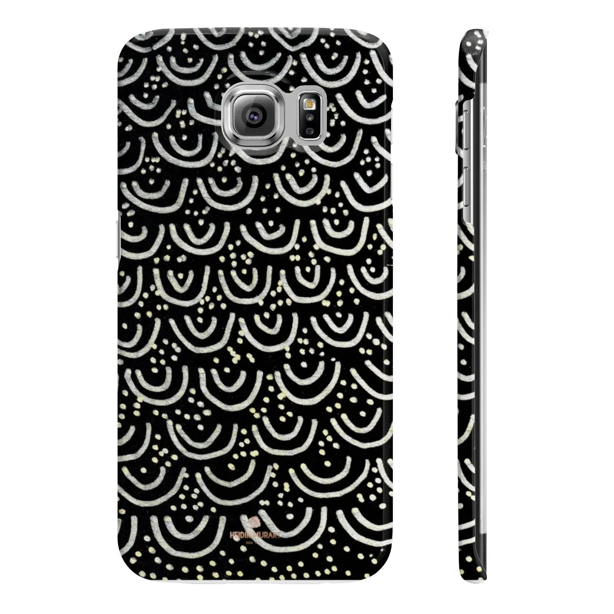 Black Mermaid Phone Case, Scale Print Slim iPhone/ Samsung Galaxy Cases, Made in UK