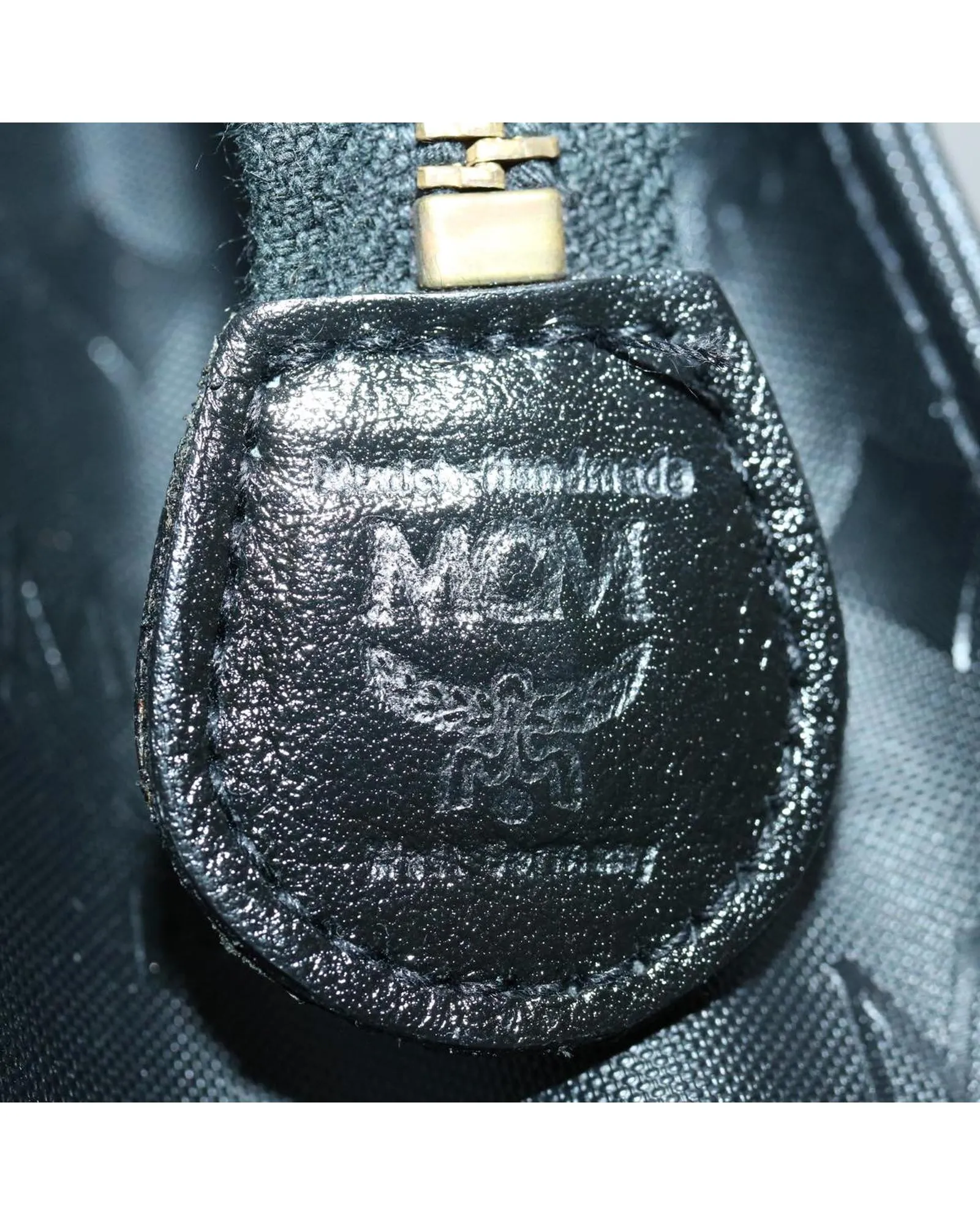 Black PVC Leather Clutch Bag with Logogram Design