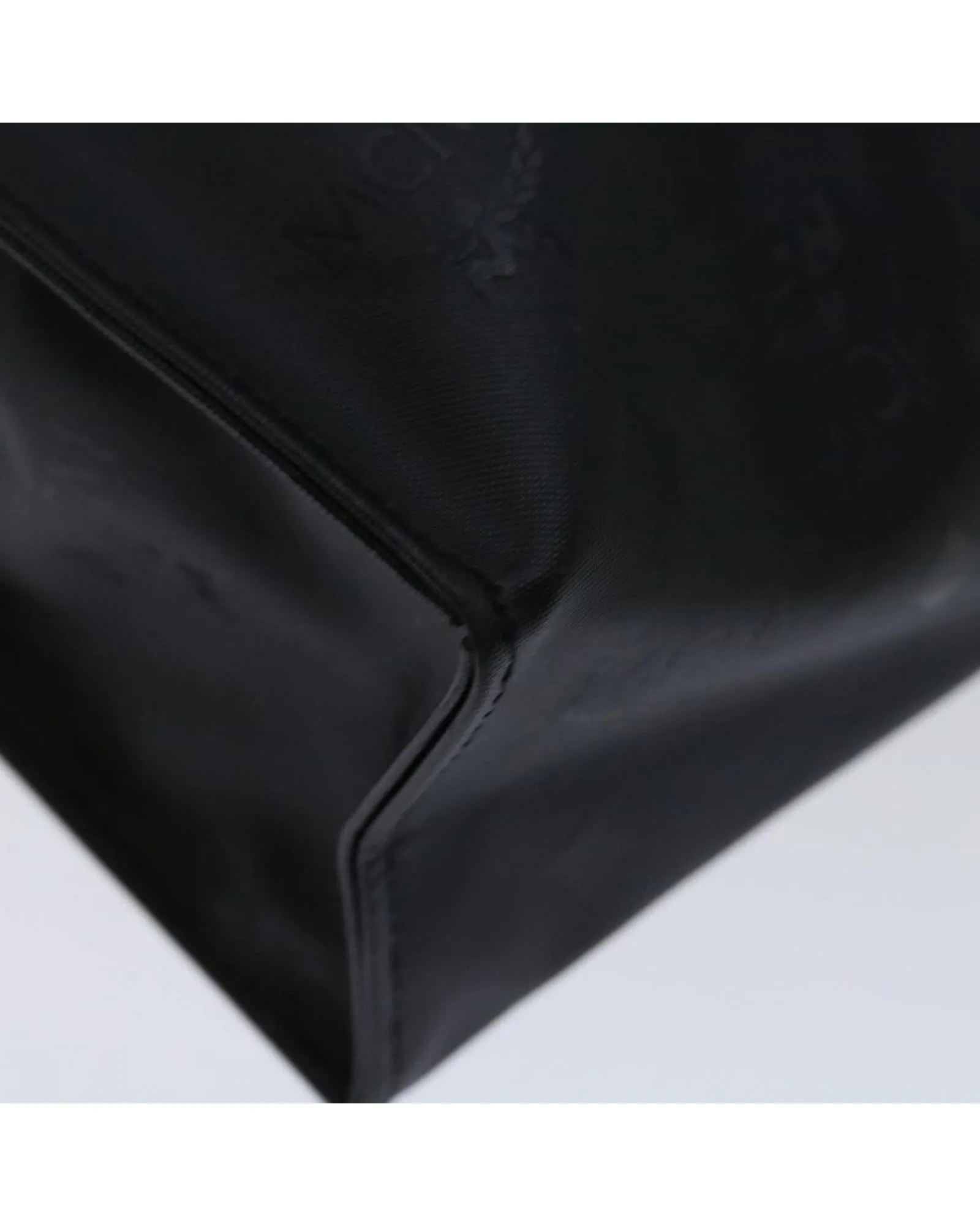Black PVC Leather Clutch Bag with Logogram Design